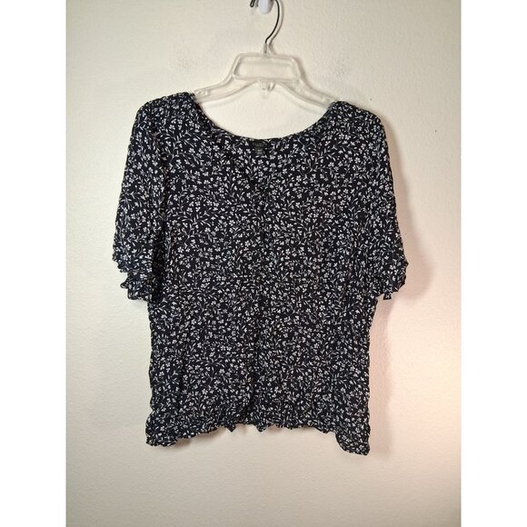 Talbots Blouse Business Casual Boho Granny Cottage Black Size 18WP Plus Petite - Picture 1 of 6